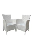 Pair of white garden armchairs