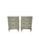 Pair French style cream and gilt chests