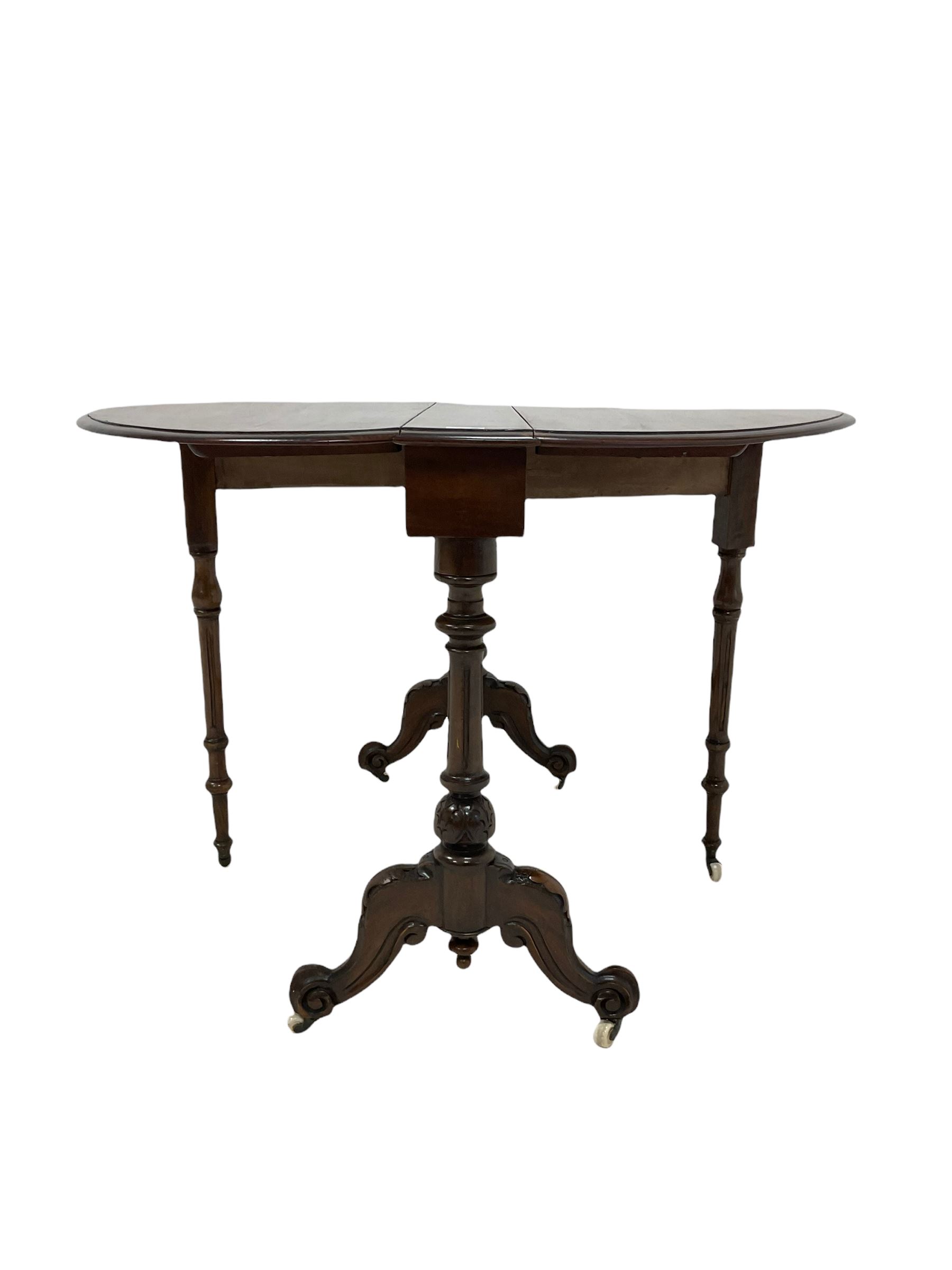 Victorian mahogany drop leaf table - Image 2 of 5