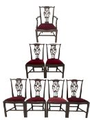 Set five (4+1) Georgian style mahogany dining chairs