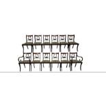Set of twelve (10+2) Regency style mahogany dining chairs
