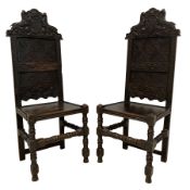 Pair 18th century oak chairs