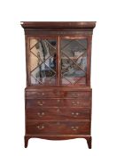 19th century mahogany bookcase on chest