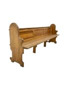 20th century light oak church pew W241cm