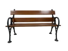Hardwood and iron garden bench