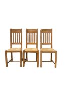 Set three high back oak dining chairs