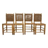 Set four beech framed dining chairs