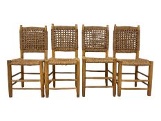 Set four beech framed dining chairs