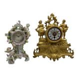 A late 19th century French gilt spelter mantle clock with an 8-day timepiece movement