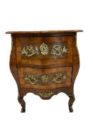 French style walnut and serpentine bombe chest