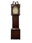 An oak and mahogany 30hour longcase clock c1850 with a swans neck pediment