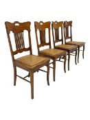 Set four of early 20th century oak dining chairs