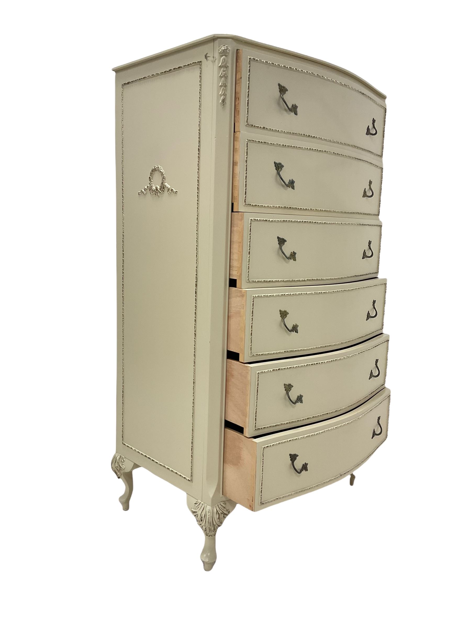 French style cream and gilt bow front chest - Image 2 of 3