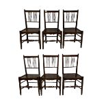 Set six oak Georgian style dining chairs