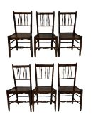 Set six oak Georgian style dining chairs