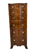 20th century walnut serpentine chest of drawers