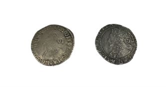 Two Charles I silver sixpence coins