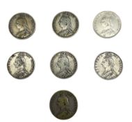 Seven Queen Victoria halfcrown coins