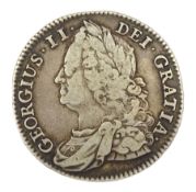 George II 1743 halfcrown coin