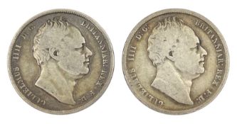 Two William IV halfcrown coins