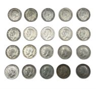 Twenty King George V halfcrown coins