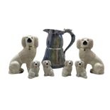 Royal Winton 'Ronda' pattern jug and six Victorian style poodles