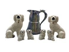 Royal Winton 'Ronda' pattern jug and six Victorian style poodles
