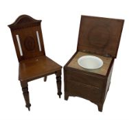 Mahogany hall chair together with mahogany commode