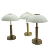 Set of three modern brass and glass table lamps (3)