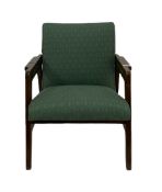 Birchcraft 'two way' chair upholstered in green fabric