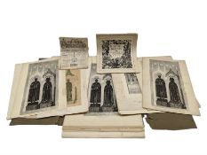Collection of lithographs of brass rubbings from medieval tombs