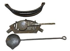 Wrought iron furnace ladle and an iron fire grate