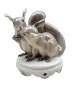 Royal Copenhagen porcelain group of a pair of Squirrels no. 416 designed by Christian Thomsen H19cm