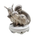 Royal Copenhagen porcelain group of a pair of Squirrels no. 416 designed by Christian Thomsen H19cm