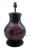 Moorcroft 'Finches & Fruit' pattern table lamp designed by Sally Tuffin