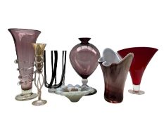 Group of glass to include a Seguso type glass dish