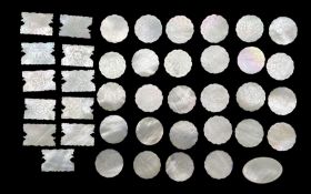 19th century Chinese mother-of-pearl gaming tokens comprising eleven of rectangular