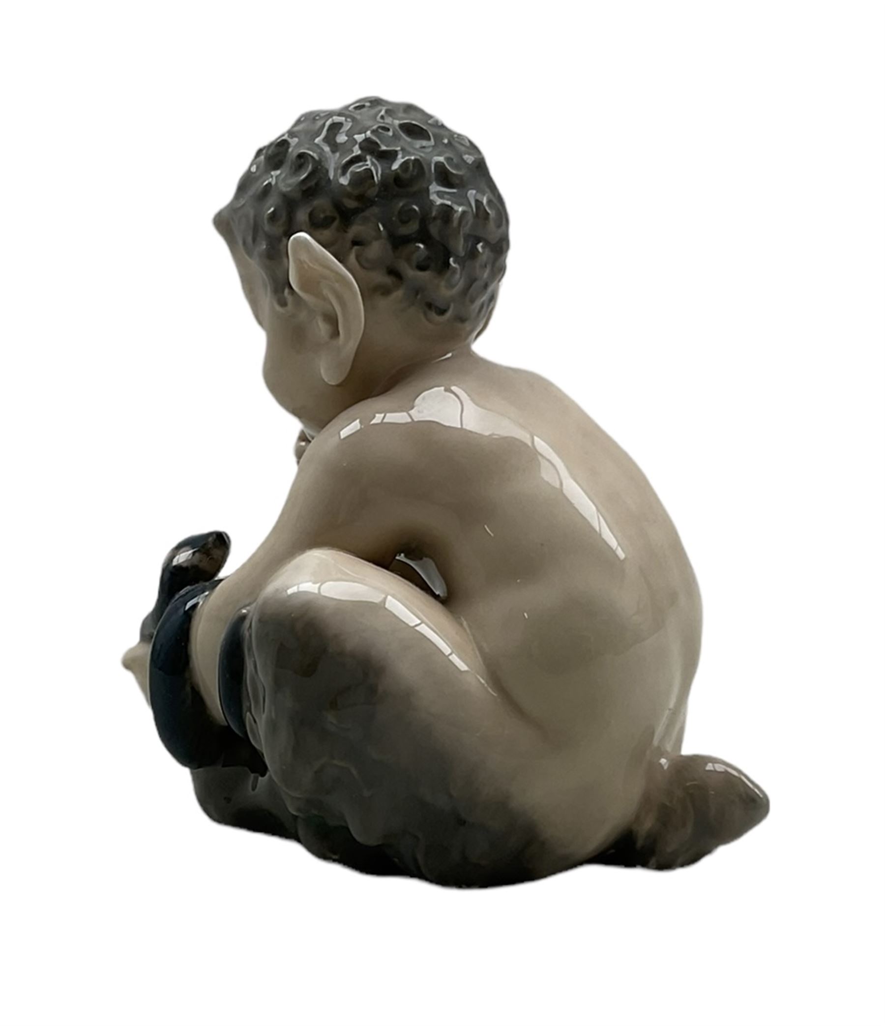 Royal Copenhagen figure 'Faun with Snake' no. 1712 designed by Christian Thomsen - Image 4 of 4