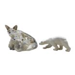 Royal Copenhagen porcelain Vixen with Cubs no. 1788 designed by Peter Herold together with a porcela