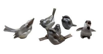 Three Royal Copenhagen porcelain birds comprising a pair of Sparrows no. 1309 and two other Sparrows