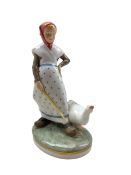 Royal Copenhagen porcelain figure 'Goose Girl' no. 528 designed by Christian Thomsen