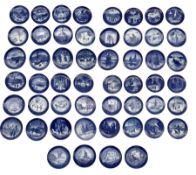 Collection of fifty-two Royal Copenhagen Christmas plates comprising years 1952