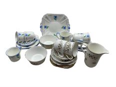 Shelley Blue Tulip pattern tea set comprising five cups & saucers