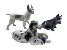 Three Royal Copenhagen porcelain dogs comprising a Setter & Pheasant no. 1533 and Bulldog no. 1457 b