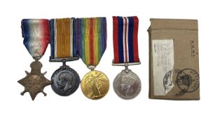 Group of three World War 1 medals to Pte J H Hodgson