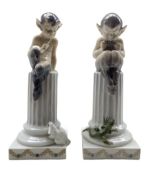 Two Royal Copenhagen figures 'Faun with Squirrel' no. 456 and 'Faun with Lizard' no. 433