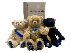 Three Steiff bears 'Queen Elizabeth Bear' commemorating her 80th birthday