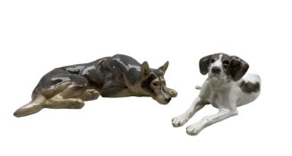 Two Bing & Grondahl dogs: German Shepherd no. 1789 and a Pointer no. 1565