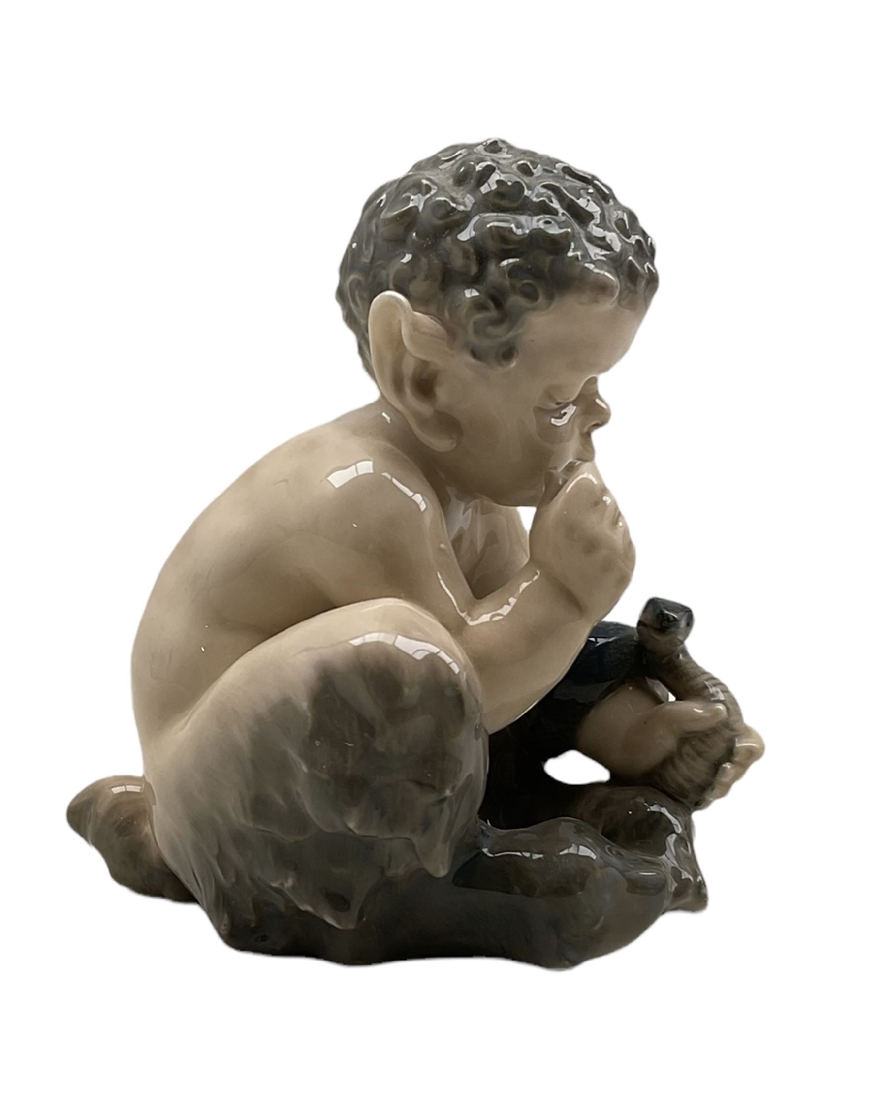 Royal Copenhagen figure 'Faun with Snake' no. 1712 designed by Christian Thomsen - Image 3 of 4