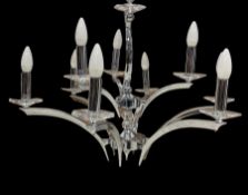 Oaks Wroxton nine light chrome and crystal chandelier